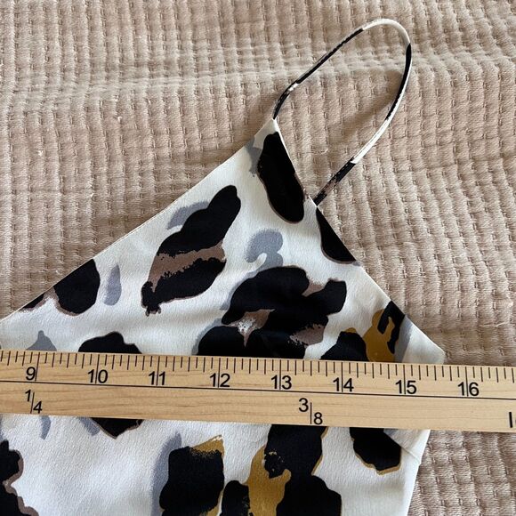 Revolve Super Down Slip Dress Women White Black Small Animal Print V Neck Lined - Picture 9 of 16